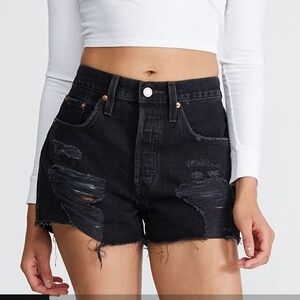 Levi's Black Ripped Jean Shorts